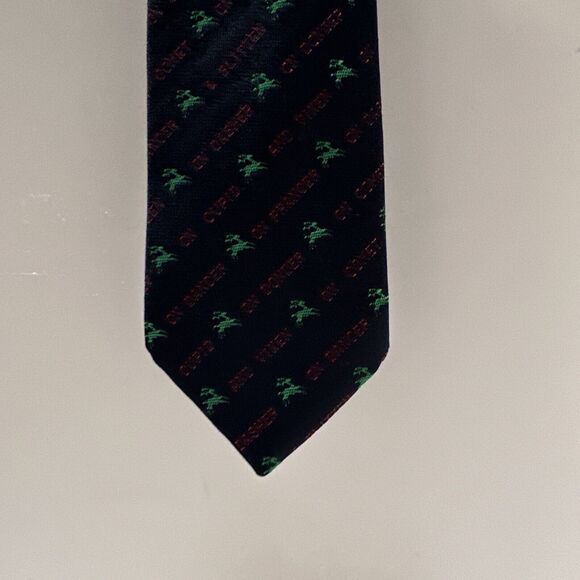 Vtg Reindeer Names Christmas Tie by Gallery Originals Navy Blue Green Red Subtle - Picture 1 of 5